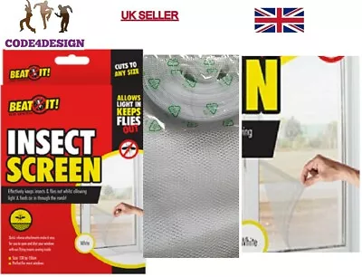 Window Fly Screen Large Mesh Net Bug Mosquito Fly Insect Moth Door Netting • £3.59