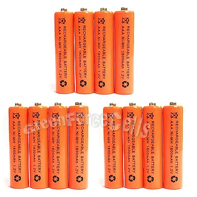 12 Pcs AAA 1800mAh NiMH 1.2V Rechargeable Battery Cell RC MP3 Orange US Stock • $12.94