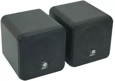 Pair Of Black 4  EAudio Stereo Cube Speakers 80W Stereo Home Cinema • £23.90