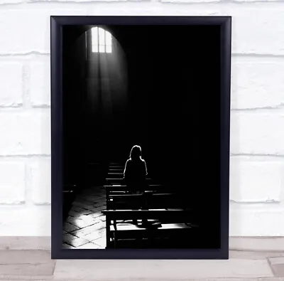 Bench Light Ray Person Church Benches Christian Black & White Christianity Print • $37.88