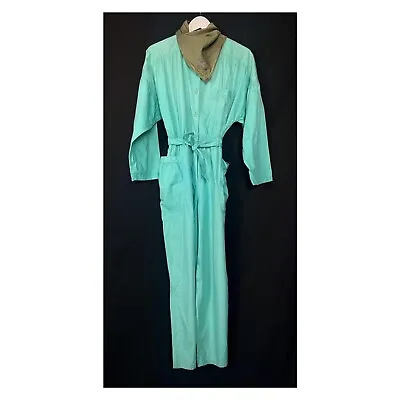 80s VTG Boilersuit Jumpsuit By C&A Turquoise Blue Cotton M 28  Waist • £52