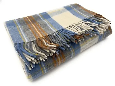 Large 100% New Wool Tartan Blanket Picnic Travel Rug Throw 184cm X 164cm • £44.99