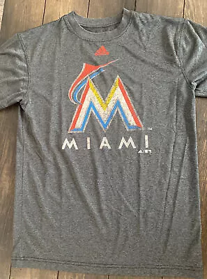 Adidas Boys Miami Marlins Youth Large Dri Fit T-Shirt • $8