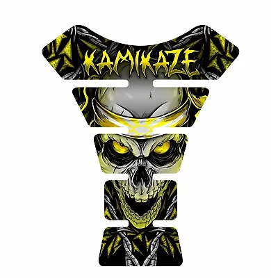 Kamikaze Yellow Skull Sport BIke 3D Gel Domed Gas Tank Pad Protector Guard Moto • $27.95