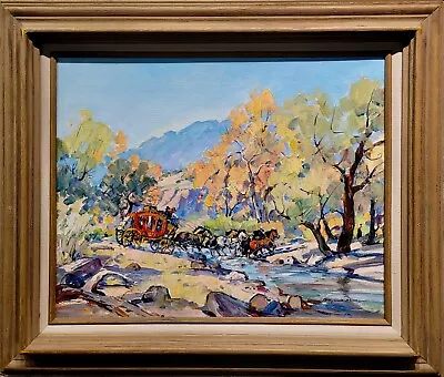 Marjorie Reed -Stagecoach Crossing A Western Landscape-Oil Painting • $8500