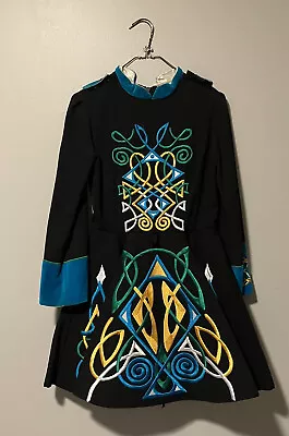 Irish Dance Dress Size 4-6 Black With Multicolor Embroidery • $125