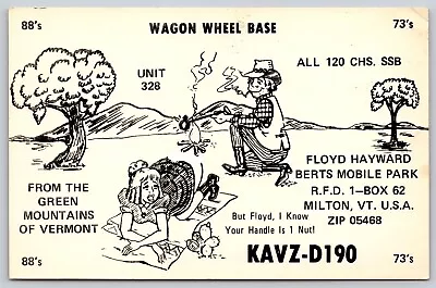 QSL CB Ham Radio Card KAVZ-D190 Milton Vermont Floyd Hayward • $4.99