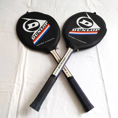 $73.18 • Buy DUNLOP John McEnroe Autograph Wooden 2 Pieces Vintage Tennis Racket Grip L4 3/8 
