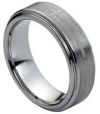 Free Engraving  6mm Tungsten Carbide Christian Prayer Cross Wedding Band Ring • $22.46