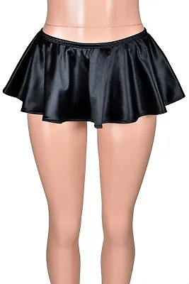 $35 • Buy Black Stretch Satin Micro Mini Skirt 8  Long XS To XL 2XL 3XL Lingerie Plus Size