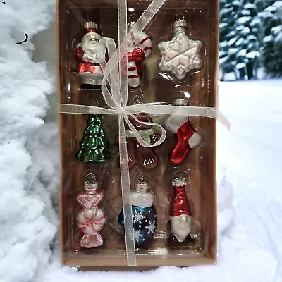 Target Set Of 9 Miniature Glass Christmas Ornaments Gnome Santa Gingerbread • $13.02