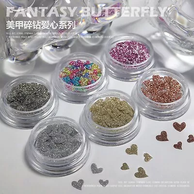 Nail Art Holographic Laser Love Heart Glitter Sequins Flakes Nails Decoration • $7.42