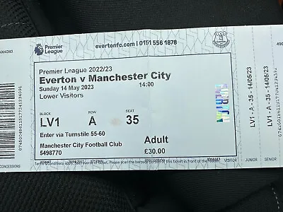 £1.50 • Buy Everton V Manchester City Match Ticket 14/5/2023