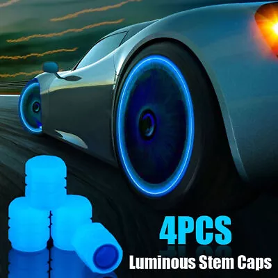 $3.55 • Buy 4x Blue Luminous Car Wheel Tire Tyre Air Valve Stem Caps Screw Cover Accessories