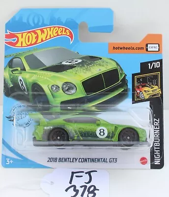 Hot Wheels HW Nightburnerz 2018 Bentley Continental GT3 1/10 FNQHotwheels FJ378 • $4.39