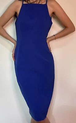 H&M  Size 2 Electric Blue Halter Knee Length Body Shaping Back Slit Dress   • $16.89