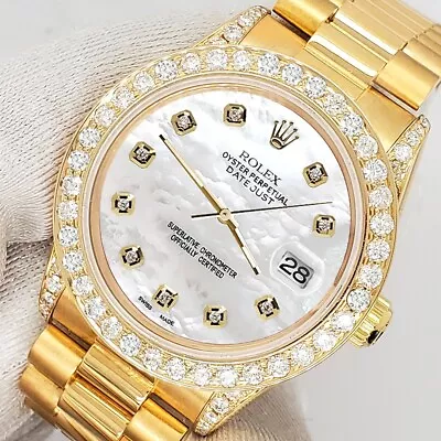 Rolex President Datejust 31mm 2.3CT Diamond Bezel/Lugs/White MOP Dial Watch • $17500