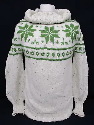 Fairisle Sweater Icelandic Pattern Jumper Cowl Neck Medium UK 12 • £16