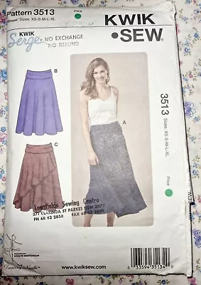 Kwik Sew Pattern No 3513 - Pre Owned- Skirt - Sizes XS  XL • $6