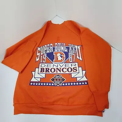 Vintage Large Denver Broncos Logo 7 Super Bowl XXII 22 1987 Sweatshirt Football • $19.95