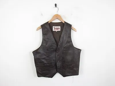 Diamond Leathers El Paso Texas USA Waistcoat Brown Western Cowboy Vest | 42/44  • £37.99