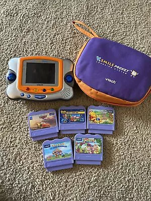 V-TECH V-SMILE Pocket Learning System With 5 Games And Carrying Case • $38.99