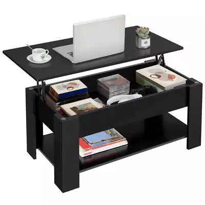 Modern Lift Top Coffee Table With Hidden Compartment Storage Black • $93.60