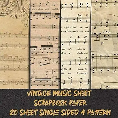 Vintage Music Sheet Scrapbook Paper 20 Sheet Single Sided 4 Pattern Old Music... • £13.32