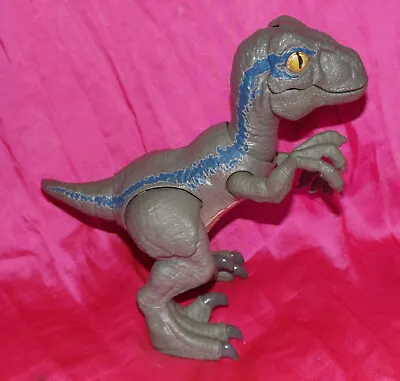 🌈 Jurassic World Dino Rivals Primal Pal Blue Velociraptor Dinosaur Figure Sound • $5.95