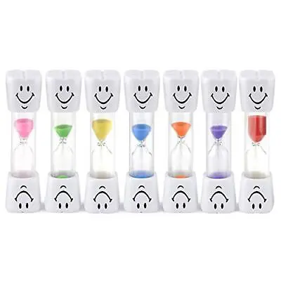 2 Minute Sand Timer Set 7 Pack Colorful Smiley Hourglass Timers For Kids Dental • $12.36