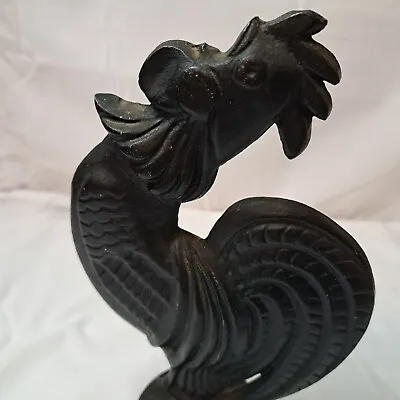 Vintage 1970s Black Cast Iron Rooster / Figurine Farmhouse Decor Door Stop • $15