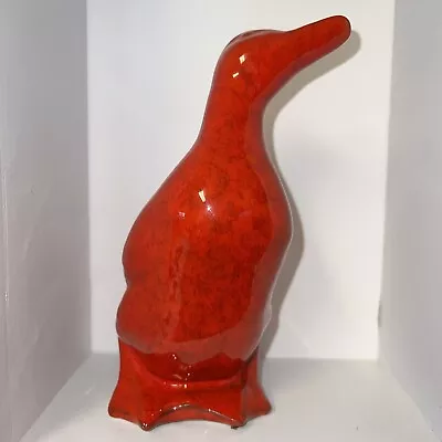 Vintage Italian Pleasant Valley PV Pottery Hand Painted Molten Red Ceramic Duck • $79