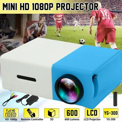 YG300 Mini Portable Projector Multimedia FHD 1080P Home Theater Cinema Beamer UK • £35.99