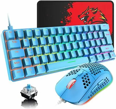 $45.99 • Buy AU 60% Wired Mechanical Gaming Keyboard Mouse Mat Set RGB Backlit For PC PS4 PS5