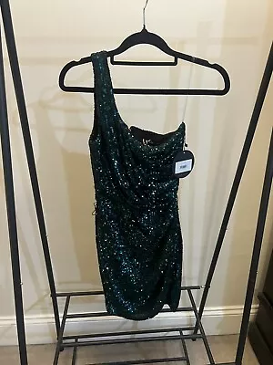 Nokkie Emerald Green One Shoulder Sequin Evening ￼dress￼ Size S Brand New • $35