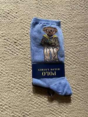 💕Polo Ralph Lauren Ladies   Bear   Print Socks Blue💕 • £20