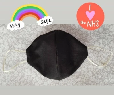 £6 • Buy Adults Mens  Black Face Mask Protection Reversible Washable Double Cotton 