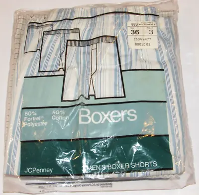 Vintage 3 Pair Jc Penney Men's Boxer Shorts! New In Package! 3 Prints! Usa! 36 • $69.99