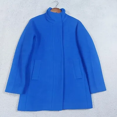 J. Crew Peacoat Womens Size 6 Blue Wool Blend Full-Zip Mid-Length Preppy Winter • $36.79