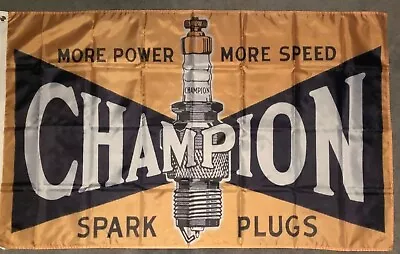 CHAMPION SPARK PLUG HUGE Yellow Vintage Flag..Retro Man Cave Garage Shed • $26.50