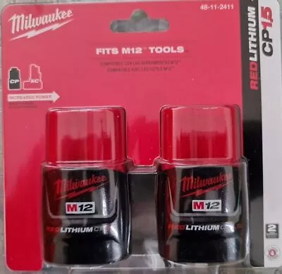 Milwaukee 48-11-2401 M12 12V 1.5Ah Red Lithium-Ion Battery (48-11-2411) 2PCS • $32.99