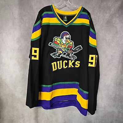 D-5 The Mighty Ducks Movie Banks 99 Black Hockey Jersey Mens 2XL Strap • $29.99