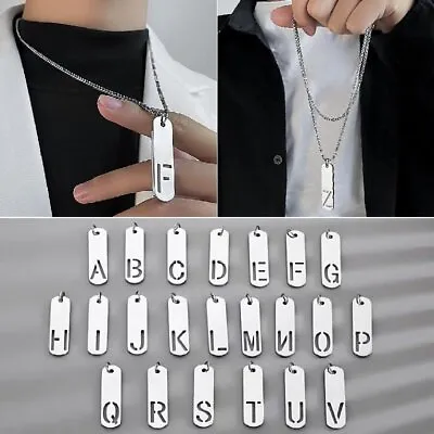 Punk Stainless Steel A-Z Initial 26 Letters Pendant Necklace Women Men Jewelry • $2.11