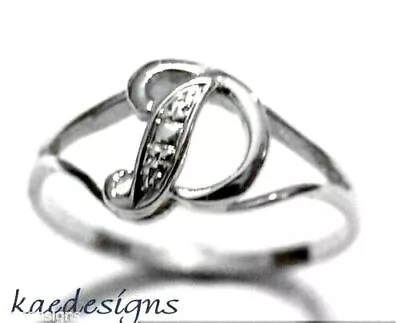 9ct White Gold Delicate Initial Ring ABCDEFGHJKLMNOPRSTUVW • $80.89