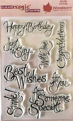£7.75 • Buy Woodware Just To Say With Love Happy Birthday 8 Pce Clear Stamp Set Card Making