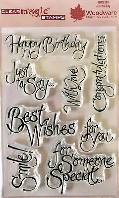 Woodware Just To Say With Love Happy Birthday 8 Pce Clear Stamp Set Card Making • £8.50