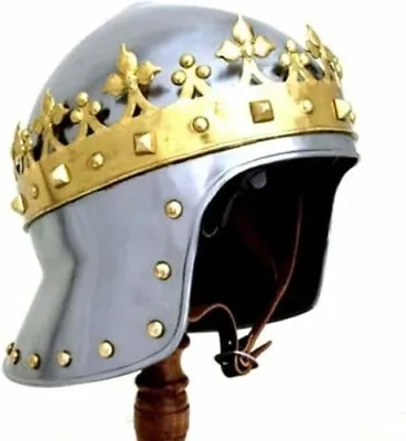Medieval Monarch Knight King Richard Lionheart Two Tone Crown Helmet Armor • $68