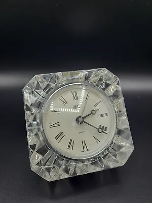 Mikasa Glass Crystal Desk Clock Square 3.5  X 3.5  Austria W. Germany Works! • $14.99