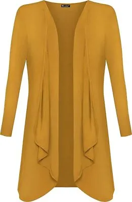 Womens Ladies Hanky Hem Long Sleeve Open Top Waterfall Cardigan Uk Plus Size • £5.51