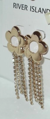 £3.99 • Buy RIVER ISLAND Statement EARRINGS Rp £12 NEW Big Daisy Diamante Chains 